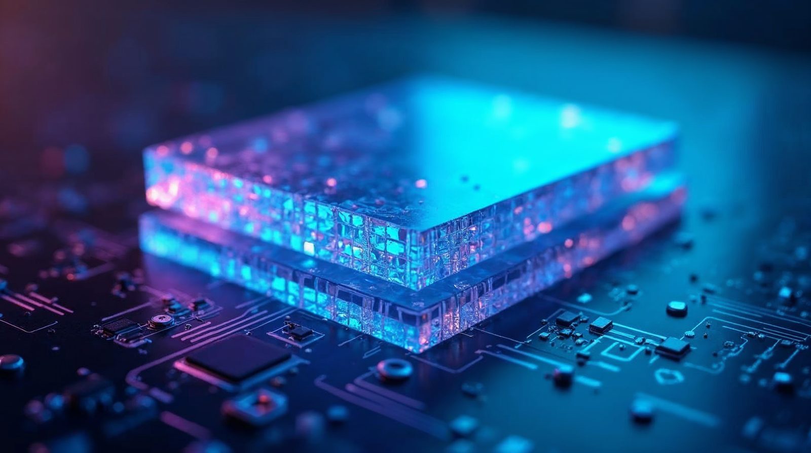 Capas translúcidas superpuestas representando una red de capa 2 sobre una blockchain principal